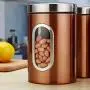 Kaffeebohnen Dosen, transparente Edelstahl-Dosen Set, Küchen Lebensmittelbehälter Gläser, Getreide Cerealien Tee Dosen (Braun) Für Heimküche Aufbewahrung (Farbe: Braun, Größe: 1,5L)