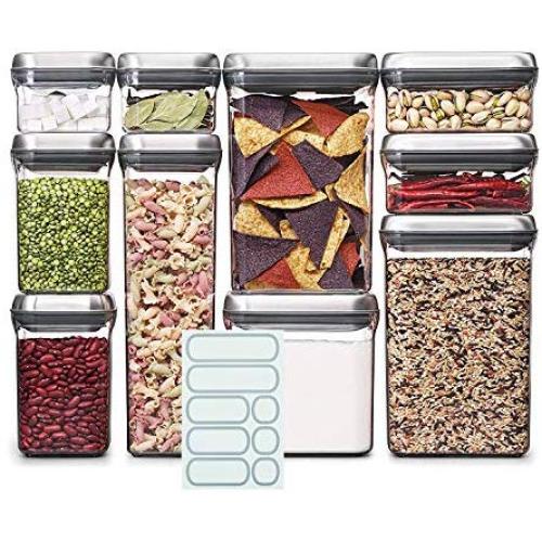 OXO SteeL 10-Piece Airtight POP Food Storage Container Set with 10 Labels