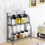 Kitchen Spice Racks, Gunel 2-Tier Standing Bathroom Shelf Kitchen Countertop Storage Organizer Jars Bottle Seasoning Rack Shelf Holder (Black) Kitchen Spice Racks, Gunel 2-Tier Standing Bathroom Shelf Kitchen Countertop Storage Organizer Jars Bottle Seasoning Rack Shelf Holder (Black)
