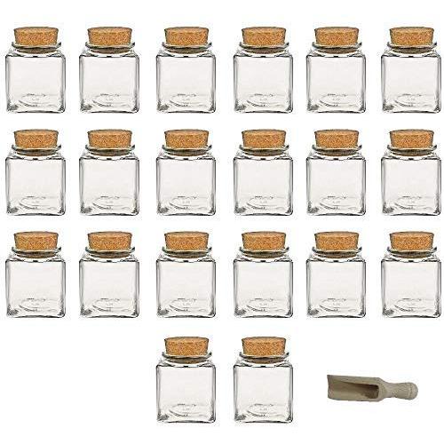 Viva housewares Spice jar Made of Glass with Cork Stopper, usable as Glass Jars and Storage tins for Spices, Salt, etc, Glass, 200 ml