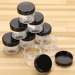 Shapenty 8PCS Plastic Cream Sample Containers Round Makeup Cosmetics Pot Jars Bottle with Lid for Homemade Lip Scrubs Balm Nail Dip Powder Skin Care Beauty Product Travel Storage (20g, Black)