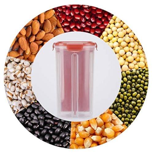 Multi-grain Storage Box Separated Sealed With Souble Lid Rotating Cover Storage tank Red,L