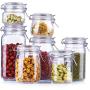 NNDQ Clear Glass Canister with Airtight Lid Food Storage Jar Value Suit 7-Piece Set, Containers Dry Goods Storage Jars with Locking Clamp Lids, for Coffee, Beans, Loose Tea, Candy
