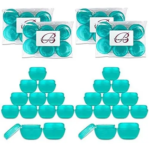 Beauticom 24 Stück 10g/10ml Türkisbehälter mit Innenliner und Deckel für Peelings, Öle, Salben, Cremes, Lotionen, Make-up, Kosmetik, Nagelpflege – BPA-frei