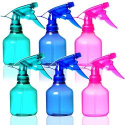 Youngever 6 Pack Empty Plastic Spray Bottles, Spray Bottles for Hair and Cleaning Solutions, 3 Assorted Colors (8 Ounce)