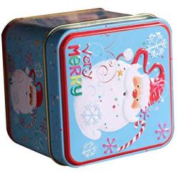 VANKOA Christmas Tin Gift Box - Round Cookie Candy Storage Containers with Lids for Confectioneries, Holiday Decor 3.15 X 2.95 X 2.55-inch - C, 8x7.5x6.5cm