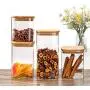 Glasbehälter, Quadratisch, 550 ml - Ideal für Getreide, Tee, Kaffee oder andere trockene Lebensmittel. Verschlossen für optimale Haltbarkeit.