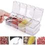 4pcs/set Clear Seasoning Rack Spice Pots Storage Container Condiment Jars Cruet with Cover and Spoon Kitchen Utensils Supplies,as picture