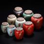 Chinese Style Retro Tea Storage Jars Mini Sugar Bowl With Cover Lotus Pattern Candy Jar Bottle For Kitchen Spices Ceramic Jar,Geyaolianghong L