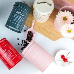 Kitchen Seal Iron Box Tea Coffee Sugar Storage Jars Scandinavia Candy Round Metal Sealed Jar Milk Powder Container Bottle,White Sugar