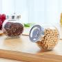Glass Storage Jars (4 Pcs), Clear Glass Bulk Food Storage Canister for Serving Tea, Coffee, Spice, Candy, Beans, Keep Food Dry