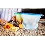Silicone Food Storage Bags - Set of 4 - Reusable Silicon Freezer Bag - Ziplock Plastic Baggie Alternatives - Ziptop Sandwich, Lunch, Snack, Kitchen Baggies - Large Reuseable Containers for Camping