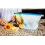 Silikonspeisebehälter - Set von 4 - Wiederverwendbare Silikon-Gefrierbeutel - Alternative zu Ziplock-Plastiktüten - Ziptop-Beutel für Sandwiches, Mittagessen, Snacks, Küche - Wiederverwendbare Behälter für Camping