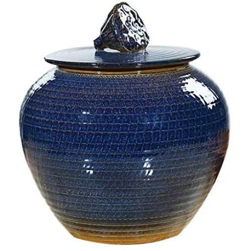 Keramik-Reisbehälter, Küchen-Reisbehälter, abgedichtete Getreidespeicherbehälter, blau, 32cm