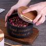 Food Storage Jar, Fashion Color Ceramic Food Storage Containers with Bamboo Lid, Portable Airtight Kitchen Canister for Coffee Bean, Nuts, Tea and More (Coffee color)
