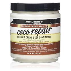 Aunt Jackies Coconut Crème Recipes Coco Repair, Coconut Crème Deep Conditioner, Repair and Restores Damaged Hair, 15 Ounce Jar