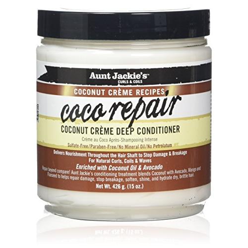 Aunt Jackies Coconut Crème Recipes Coco Repair, Coconut Crème Deep Conditioner, Repair and Restores Damaged Hair, 15 Ounce Jar
