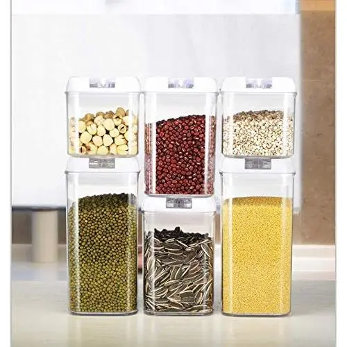 6-teiliges Lebensmittel-Aufbewahrungssystem – Küchen-Aufbewahrungssatz für die Pantry-Organisation und -Lagerung, BPA-freie, robuste Kunststoffbehälter für Pasta, Mehl, Cerealien! Dicht verschließbar!