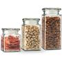 Glass Storage Jars by KooK, 3 Different Sizes, Great for Cereal, Rice, Cookies, Candy, Nuts, Flour, Sugar, Pasta, Large, Medium, Small, Set of 3