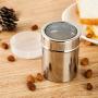 JUSTDOLIFE Powder Shaker Salt Mill Stainless Steel Mesh Can Spice Shaker Seasoning Shaker Bottle with 4Pcs Coffee Stencils