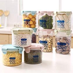 Norbi Airtight Food Storage Container Clear Large Round Capacity Kitchen Seal Box Keep Food Fresh & Dry for Dry Grain Milk Powder Sugar Flour(800ml,Random Color)