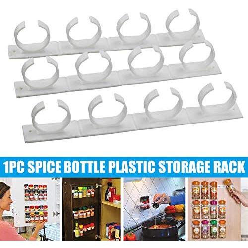 Weoto 3pcs Kitchen Spice Gripper, Spice Wall Rack, 20 Jar Cabinet Storage Holder Wall Plastic Storage Rack for Home, Kitchen