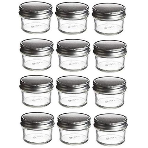 PremiumVials 12 pcs, 4 oz Mason Glass Jars with Silver Lids