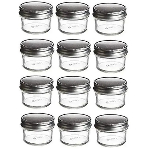 PremiumVials 12 Stück, 4 oz Mason Glasbehälter mit Silberverschlüssen