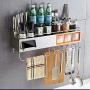 GBX Kitchen Cabinet Shelf Organiser,Shelf Racks Home Stainless Steel Shelf Wall Mounted Punch Free Kitchenware Pendant Spice Jar Tool Supplies Storage Rack Multi Functional Design,80 cm