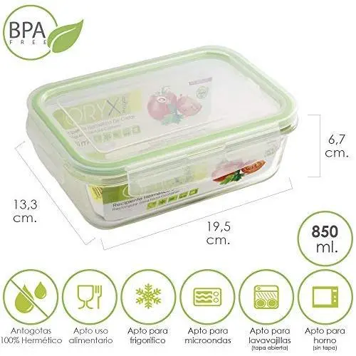 ORYX Storage Container, 850 ml, Green, 14 x 19 x 7 cm