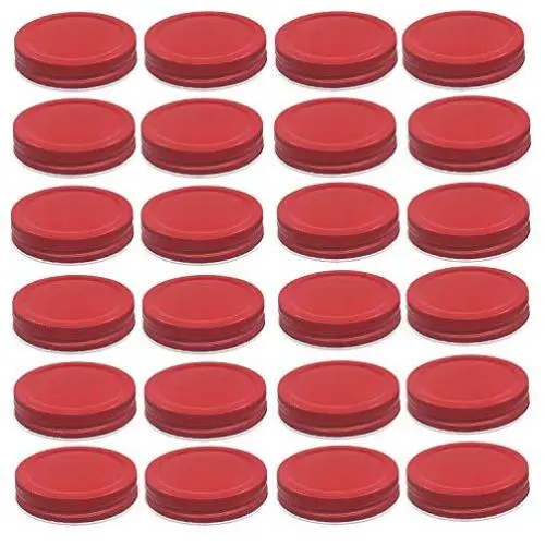Trasfit 24er Pack Regular Mouth Mason Jar Lids, Dicht und Sichere Lagerung Festversiegelnde Deckel für Einmachgläser (ROT)