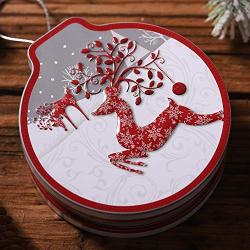 Gleamfut Winter Christmas Metal Cookie Jar Candy Storage Box Xmas Childrens Gift 12cmx11cmx4cm