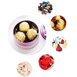 Takefuns 10 Pcs Round Shape Tinplate Wedding Candy Treat Box,Gift Wrapped Box with Flower,Christmas Party Supplies,Home Ktchen Storage Containers for Snacks