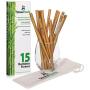 Organic Reusable Bamboo Drinking Straws by StrawPanda- 15 Pack biodegradable straws includes cleaning brush and carrying case, perfect for kids and adults. Great plastic alternative…