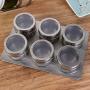 BESTOMZ Spice Jars Stainless Steel Storage Jars 6pcs Small Bottles and Rack