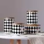 Ceramic Kitchen Canisters with Airtight Seal Bamboo Lid, Food Storage Canister for Tea, Coffee Bean, Spice, Sugar, Flour (100x150mm)
