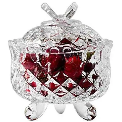 YL LY Kreative Europäische Kristallglas Zuckerbehälter Kaffee Süßigkeiten Dose Zucker Zylinder Baumwollstäbchen Behälter Glas Mit Deckel