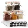 24er Pack - Kleine, quadratische Glas-Gewürzgläser (3,4 oz) mit Orangen-Flip-Top-Dichtung, luftdichte, klare Aufbewahrungsgläser mit wiederverwendbaren Etiketten und Stift durch Premium Vials