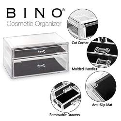 BINO 2 Drawer Acrylic Jewelry and Makeup Organizer, Clear Cosmetic Organizer Vanity Storage Display Box Make Up Organizers and Storage Makeup Stand