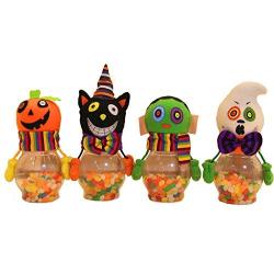 Kanggest Transparent Candy Jar Halloween Gift Jar Decoration Candy Box Halloween Supplies Decoration Element Ghost Black Cat