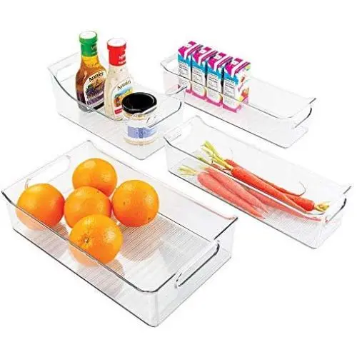 mDesign Küchen-, Schrank-, Kühlschrank- und Gefrierorganizer Behälter – Set von 4, Klar