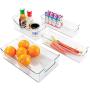 mDesign Kitchen, Pantry, Refrigerator, Freezer Storage Organizer Bins - Set of 4, Clear