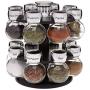 MY HOPE Spinning Spice Rack Rotating Kitchen Storage Organizer with 16 labeled Glass Jars