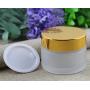 3Pcs Empty Upscale Refillable Cosmetic Cream Container Frosted Glass Bottle with Golden Lid and Inner Pad for Eye Shadow Nail Art Storage Jar (20 ML/0.7oz)