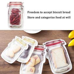 FGRYB 3PCS Mason Jar Zipper Bags, Reusable Airtight Seal Bag, Food Storage Snack Cookie Ziplock Bag, Leakproof Moisture proof Food Saver Bag for Travel/Camp/BBQ/Picnic/Office