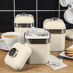 Swan SWKA1020CN Set of 3 Retro Storage Canisters, Cream