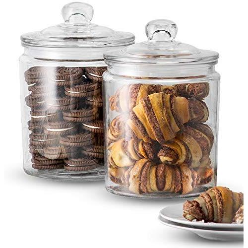 KooK Glass Storage Canister, Clear Jar, With Clear Glass Lid- 1/2 Gallon (Set of 2)