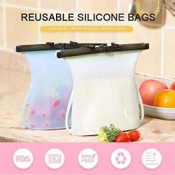 Reusable Silicone Food Storage Bags, Food Grade Silicone Freezer Bags, Airtight Seal Food Container Preservation Bag for Sandwich, Snack, Lunch, Fruit, Meat,milk / 2 Pack