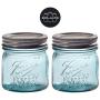 Ball Mason Jars 8 oz Regular Mouth Turquoise Colored Glass Bundle with Non Slip Jar Opener- Set of 2 Half Pint Size Mason Jars - Canning Glass Jars with Lids