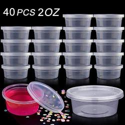 Slime Jars With Lids - 40 Pack Slime Containers, Leakproof Clear Plastic Foam Ball Storage Containers with Lids for 2 oz Slime